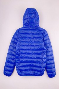 製造輕薄羽絨外套  個人設計彩藍色連帽保暖羽絨外套  羽絨外套供應商 SKVM016 正面照